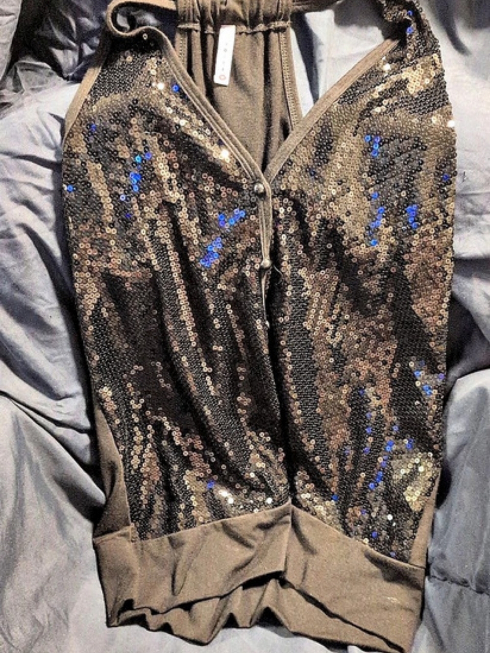 Sequin Camisole in Black & Blue